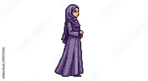 Woman Wearing Purple Hijab.