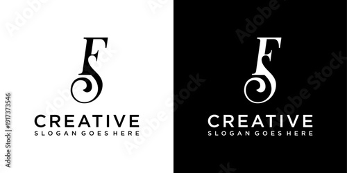FS or SF initial letter logo design vector