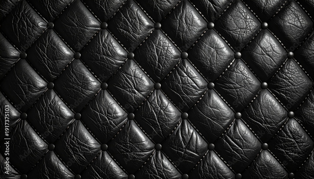 Obraz premium Elegant Black Leather Upholstery Texture for Sophisticated Interiors or Creative Backdrops Luxurious and Refined.