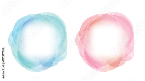 水のような青と花のようなピンクの水彩フレーム