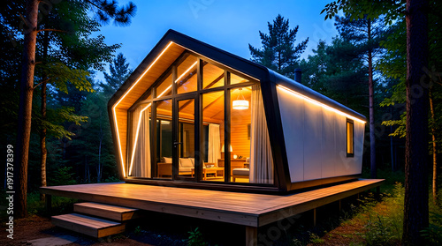 Smart Glamping Pod with Off-Grid Technology in Forest