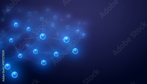 Wallpaper Mural Futuristic AI Neural Network Background with Glowing Blue Nodes and Digital Connections on Dark Gradient Torontodigital.ca