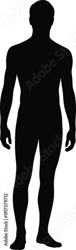 PrintHuman silhouette, standing figure, adult body, anatomical posture, medical illustration, educational design, frontal view, simple outline, minimal artwork