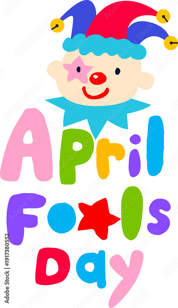 Fototapeta premium April Fools Day Cartoon Clown Elements Set Funny Colorful Vector Collection