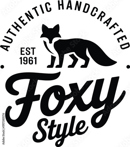 Black and white with fox and foxy style text circle 1