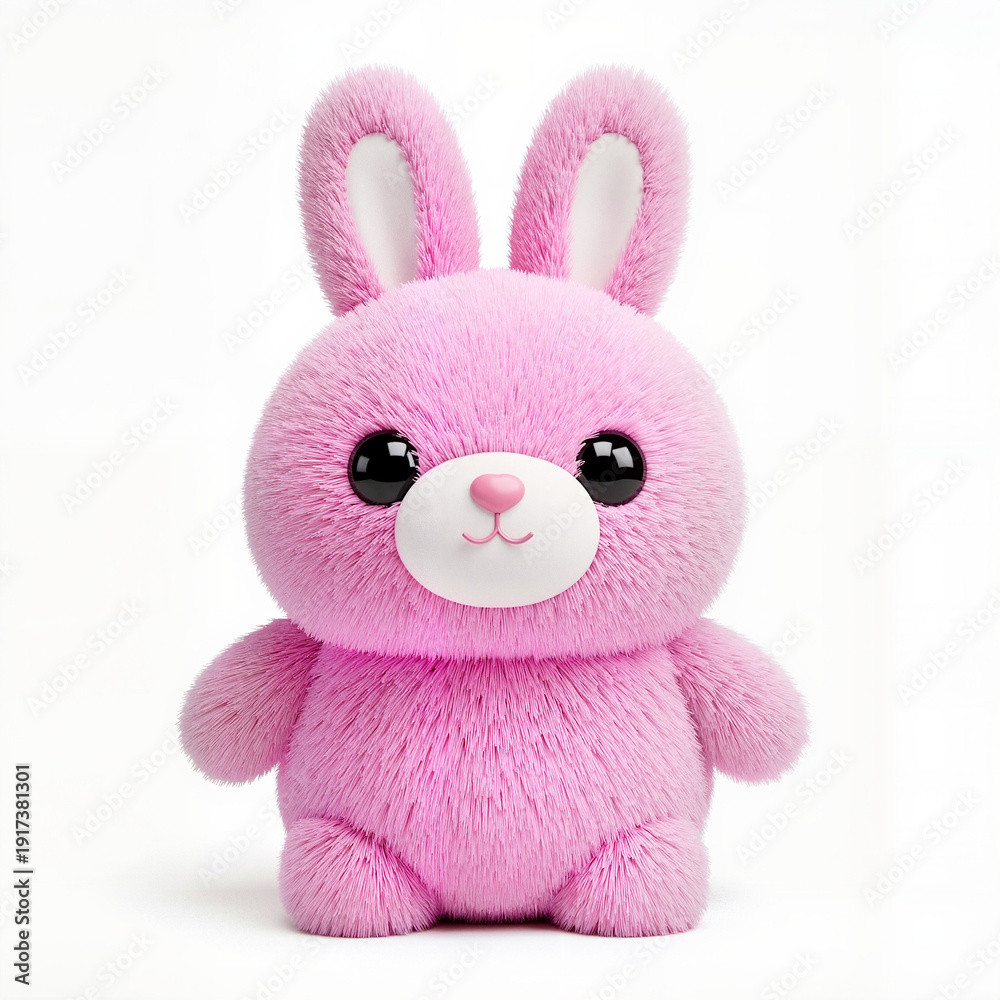 Fototapeta premium Cute pink fluffy rabbit toy for children’s room decor and gift items