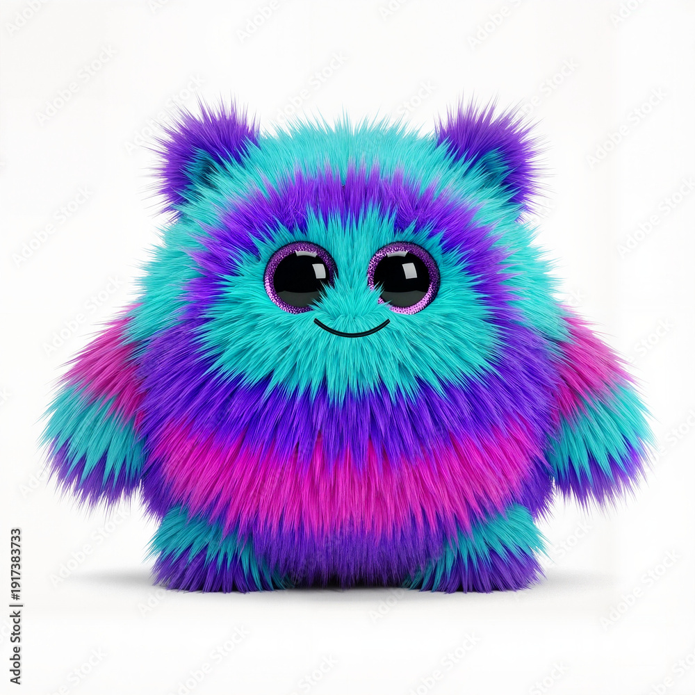 Fototapeta premium Cute colorful chubby monster toy for children, for children's rooms, gifts, holiday decor and illustration for books on child psychology
