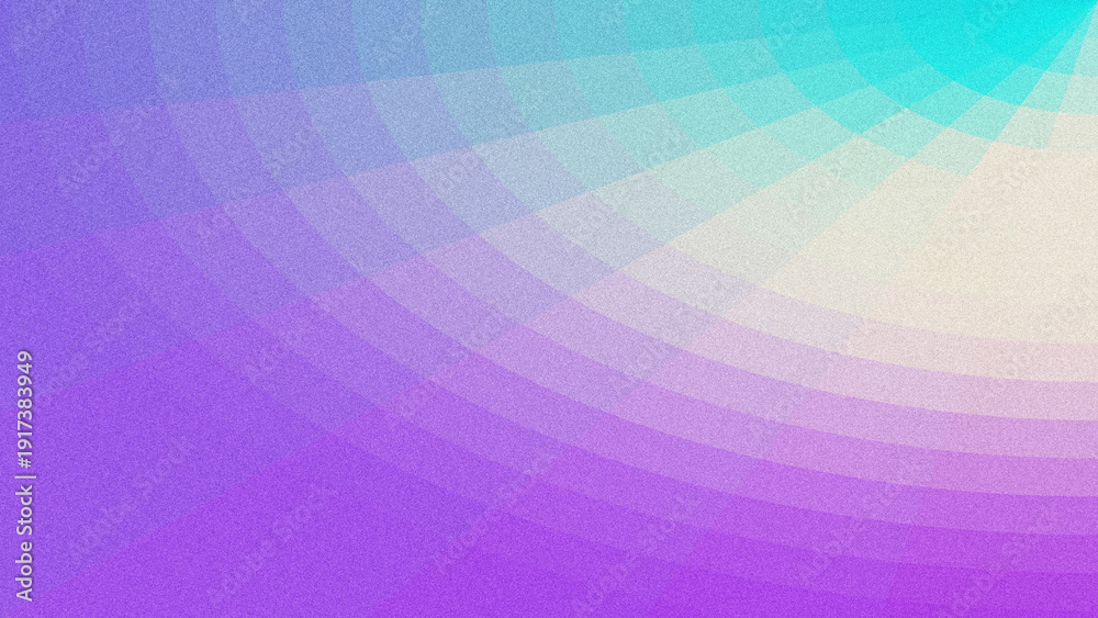 Obraz premium An abstract background featuring a smooth gradient transition from deep purple to bright turquoise, overlaid with a geometric grid pattern and a grainy noise texture.