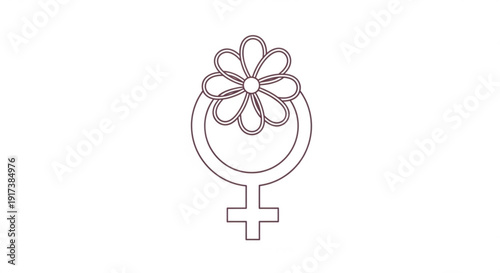 Female symbol with flower feminine icon gender equality sign women's rights peace symbol floral emblem line art simple illustration social movement feminism