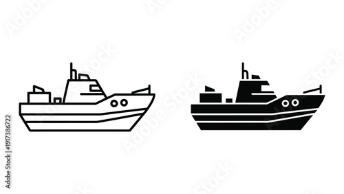 Fishing boat icon set