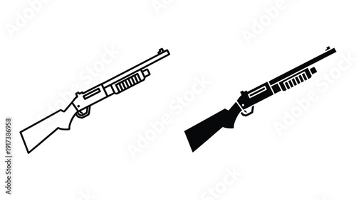 Shotguns side by side on white background