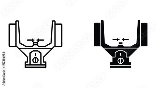 Mechanical clamp outline and solid icons