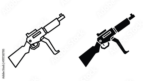 Handgun and rifle outline illustration