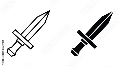 Simple dagger icons in black and white