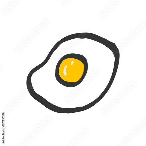 Sunny-side up egg icon　目玉焼きの手書きアイコンイラスト