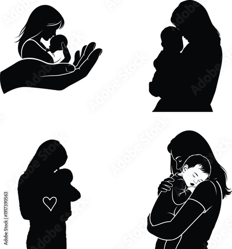 Heartwarming mother's day silhouettes of love and bonding