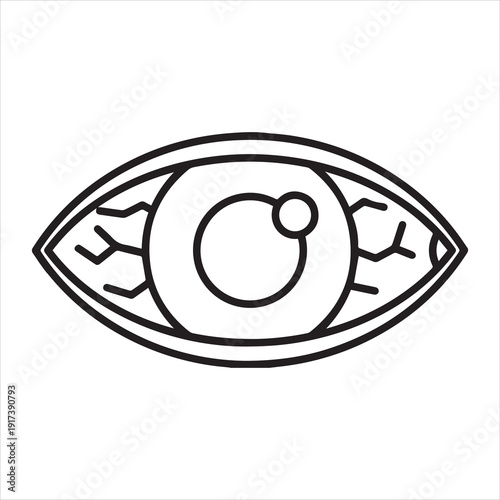 Bloodshot eye symbol showing irritation and fatigue in simple outline illustration
