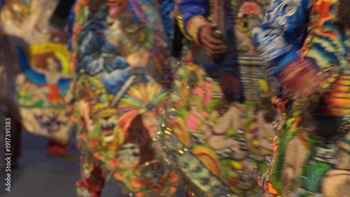 Traditional Mexican Carnival Costume  Vibrant Yellow Folkloric Dance Closeup
