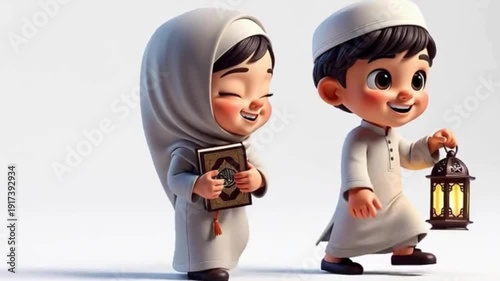 Adorable Ramadan Kids Lantern Moment Giving Pure Cozy Vibes