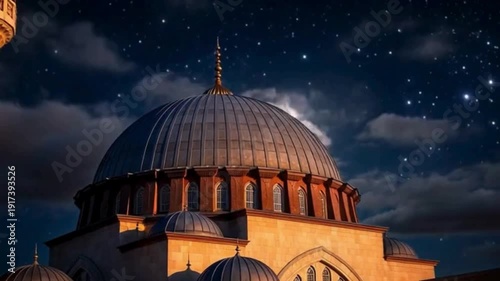 Grand Mosque Under Cloudy Moonlight Giving Epic Ramadan Mood