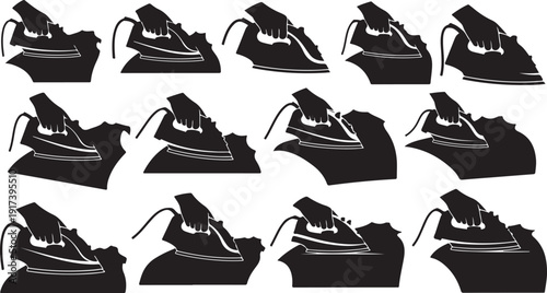 Collection of black iron silhouettes on white background