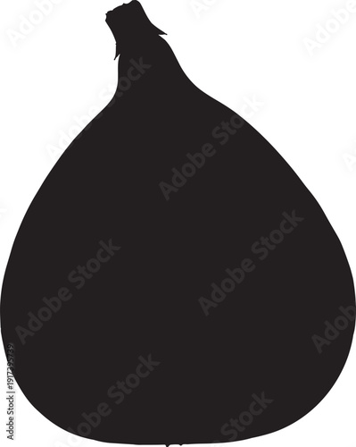 Fig fruit silhouette vector isolated on transparent background, black and white minimal design