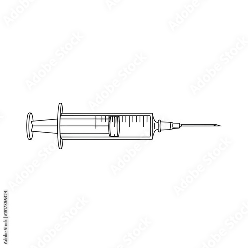 Medical Syringe With Needle Drawing