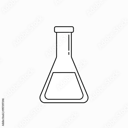 Simple Line Art Of An Erlenmeyer Flask Filled With Liquid