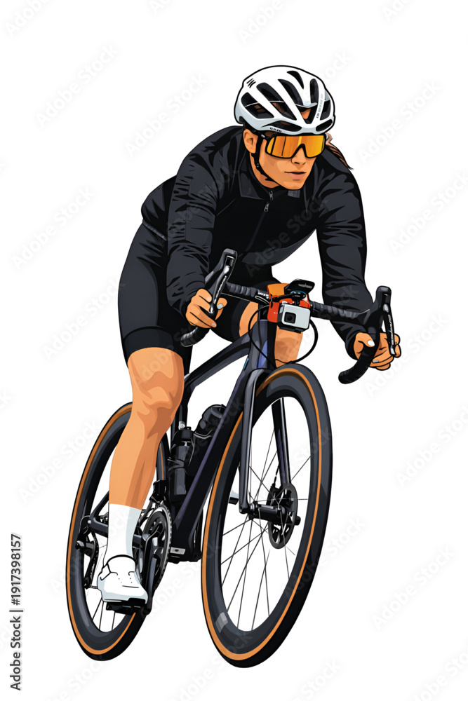 Fototapeta premium Professional cyclist riding road bike in aerodynamic pose for speed and endurance