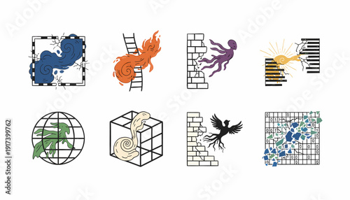 Abstract Concepts and Metaphors Icons Set