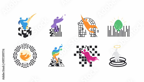 Abstract Figures Representing Creativity, Innovation, and Ideas