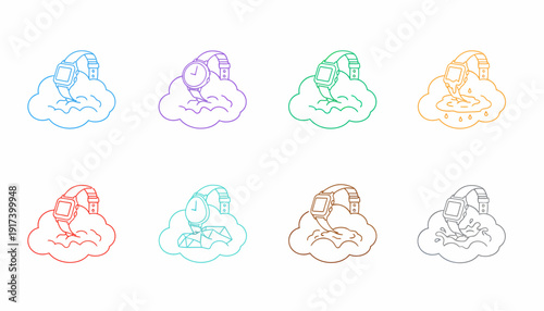 Colorful Watches on Abstract Clouds Collection