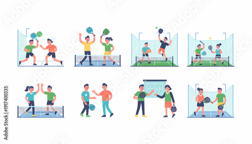 Padel Tennis Players Playing Matches and Celebrating Victory