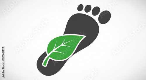 Eco friendly footprint with green leaf symbolizing sustainable living and environmental conservation