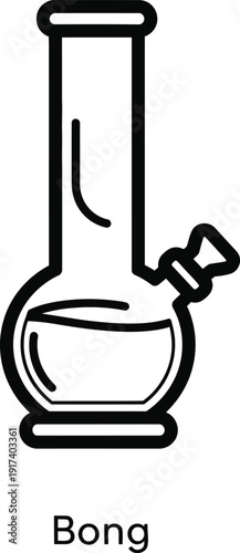 A simple line drawing of a bong on a white background
