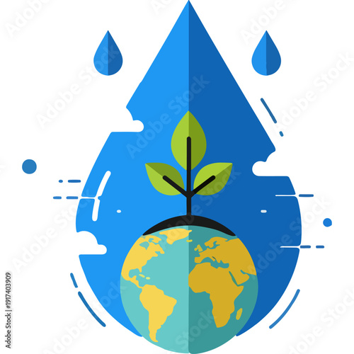 Sustainable water conservation and global environmental harmony with nature Vector