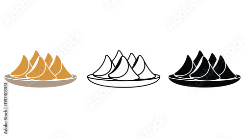 Dumpling vector icons in different colors and styles on plate