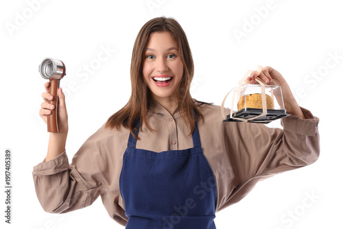 Happy young female barista ...