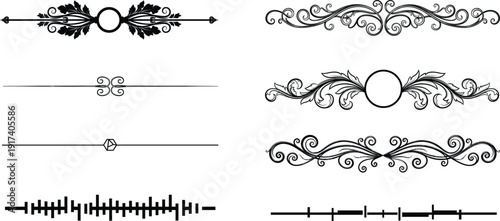 Intricate and elegant black and white decorative designs and patterns