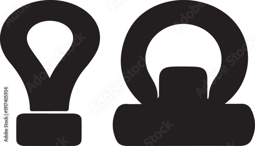 Silhouette vector design depicting industrial lifting eyes and a heavy-duty shackle, essential for engineering, construction, and secure connection diagrams