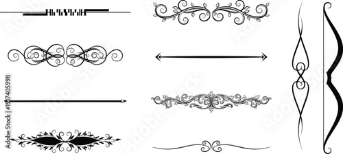 A collection of various decorative and ornamental border designs and patterns