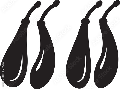 Stylized vector silhouette illustration of winged seeds or samaras, showcasing nature's unique design. Perfect for organic themes and botanical projects