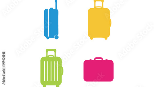 Luggage colorful icons set for travel and transportation needs