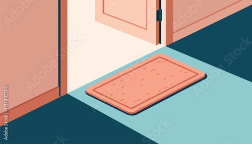 Warm, inviting doorway with a soft welcome mat