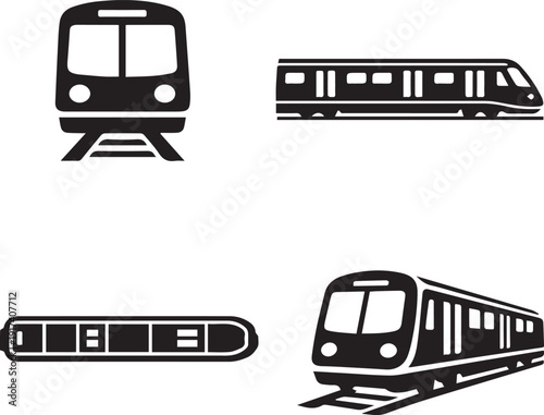 Set of  train  public transport vector illustrations isolated on white background