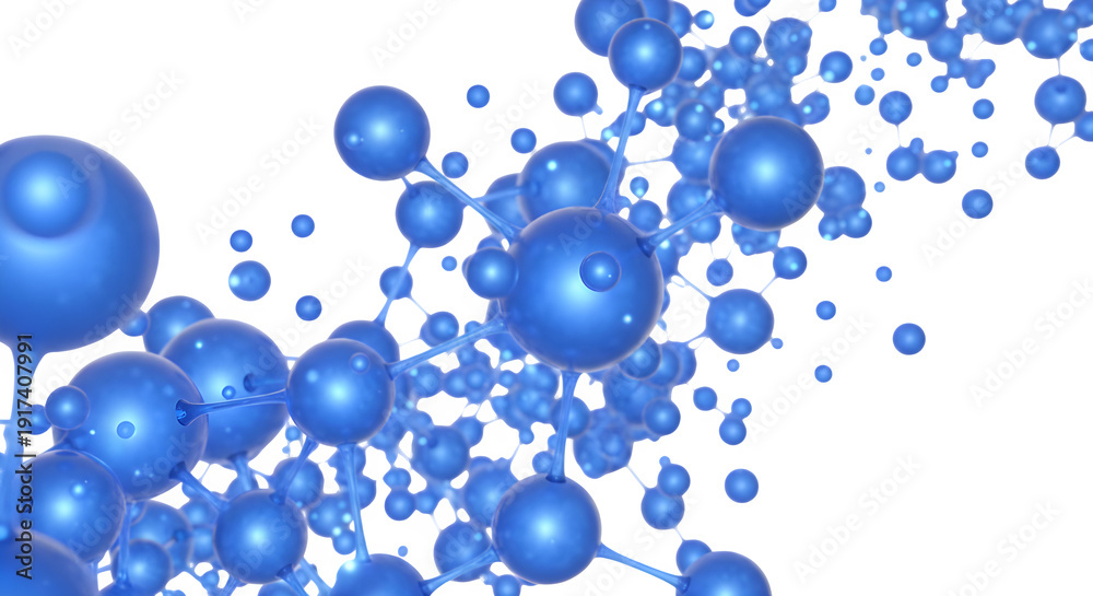 Fototapeta premium Vibrant blue molecular structure with interconnected spheres
