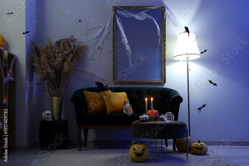 Interior of dark living roo...