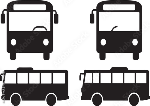 Vector bus icon illustration of public passenger transportation vehicle in simple silhouette style