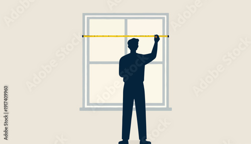 Silhouette measuring window with yellow tape