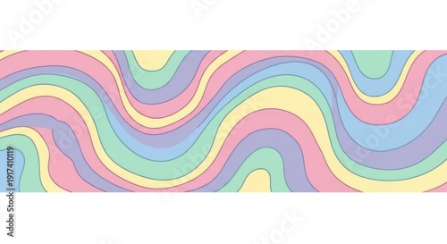 Pastel wavy abstract background pattern with soft colorful lines